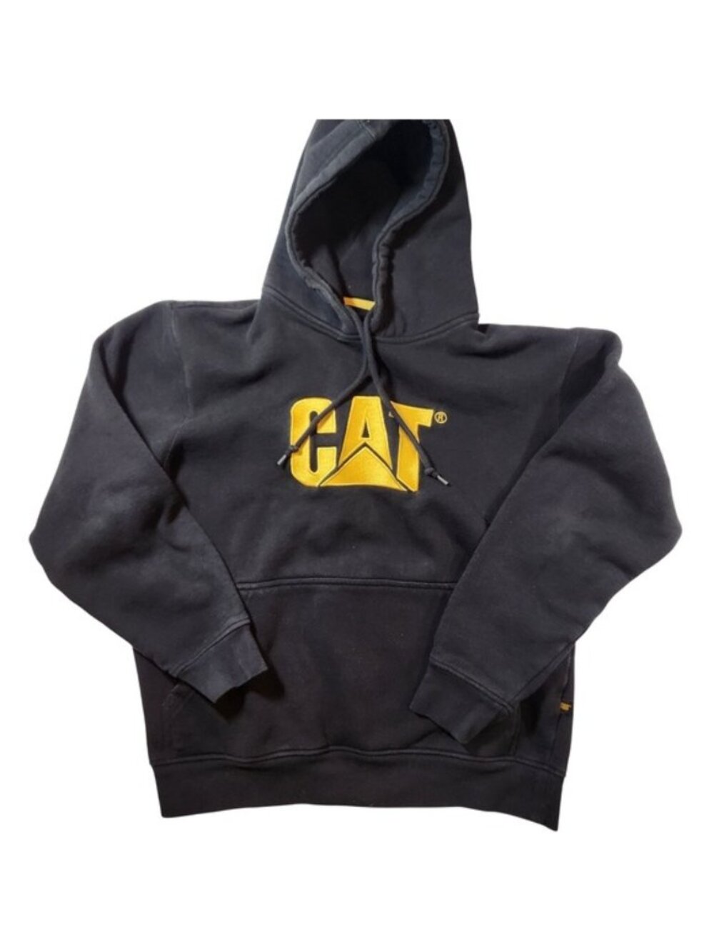 Caterpillar CAT Mens Black Embroidered Logo Pullover Hoodie Sweatshirt Large